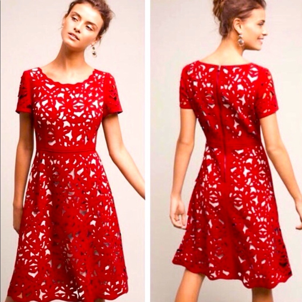 Anthropologie moulinette soeurs red dress